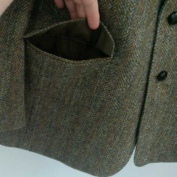 CHARLES BARKER Harris Tweed Wool Sport Coat Jacket 44 L Green Made In England - Picture 3 of 13